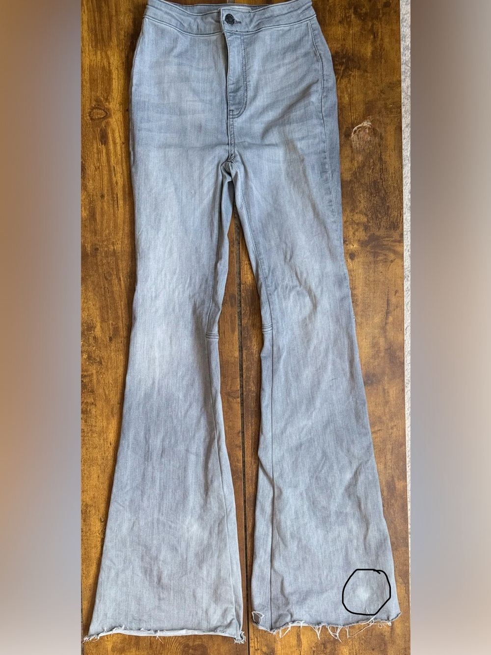 Free People Gray Flare Jeans Raw Hem Size 24
